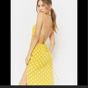 Forever 21 Yellow Polka Dot Maxi Dress